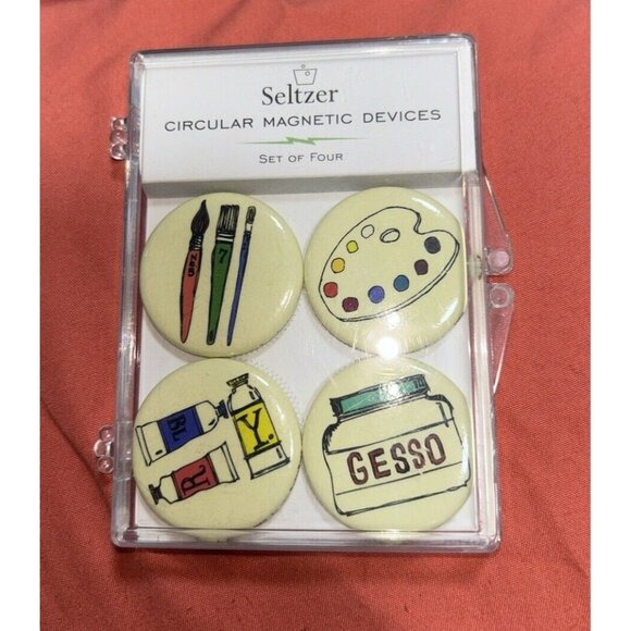 Refrigerator Magnets Painter Art Paint Pallet Strong Locker Set Of 4 Studio - Picture 1 of 2